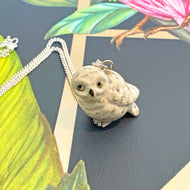 Snowy Owl Porcelain Pendant Necklace