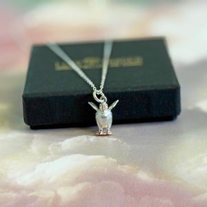 Solid 925 Sterling Silver Baby Puffling Puffin Bird Pendant Necklace