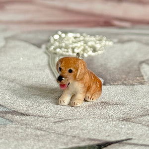 Labrador Puppy Dog Porcelain Animal Pendant Necklace