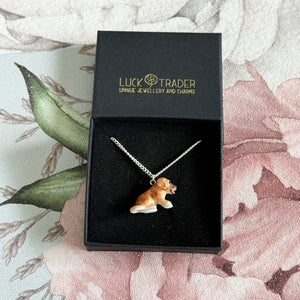 Labrador Puppy Dog Porcelain Animal Pendant Necklace