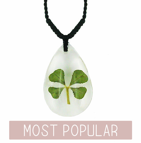 Lucky Real Four Leaf Clover Pendant Necklace