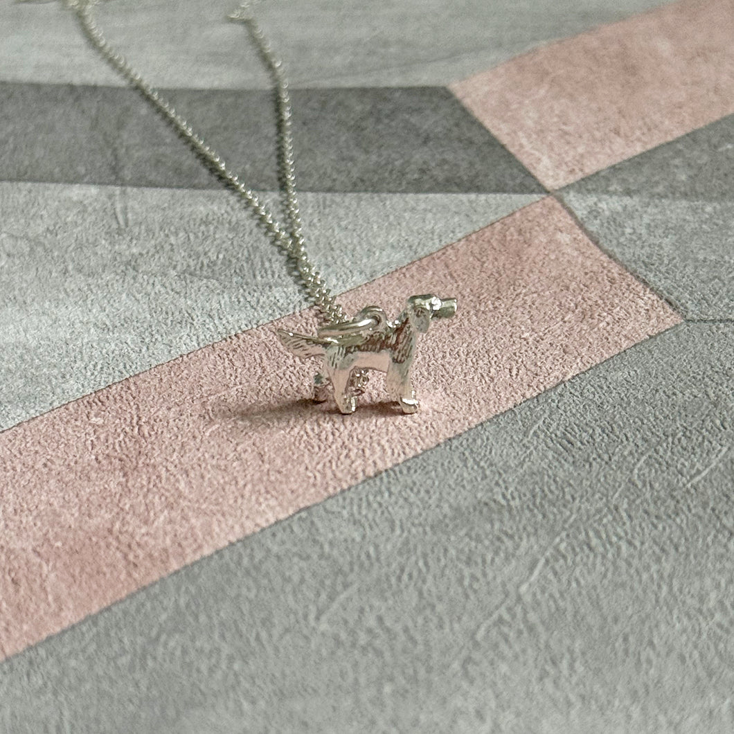 Sterling Silver Retriever Dog Pendant Necklace