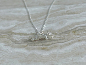 Solid 925 Sterling Silver Running Fox Pendant Necklace