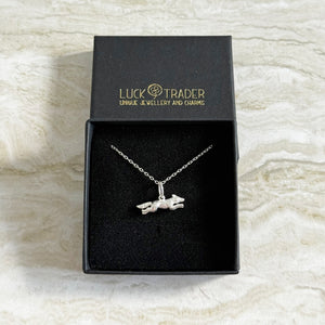 Solid 925 Sterling Silver Running Fox Pendant Necklace