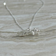 Solid 925 Sterling Silver Running Fox Pendant Necklace
