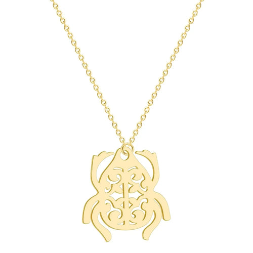 Ancient Egyptian Scarab Beetle Filigree Pendant Necklace