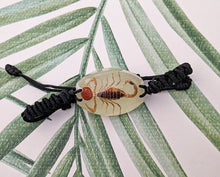Load image into Gallery viewer, Real Glow in the Dark Scorpion Lucky Red Seed Bracelet - Pseudolychas ochraceus