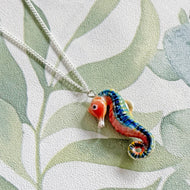 Seahorse Sealife Porcelain Pendant Necklace