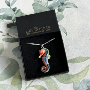 Seahorse Sealife Porcelain Pendant Necklace