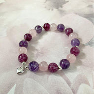 Serenity Stone Sterling Silver Heart Charm Gemstone Bracelet