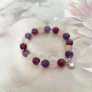 Serenity Stone Sterling Silver Heart Charm Gemstone Bracelet