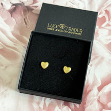 Load image into Gallery viewer, Sterling Silver Gold Plated Shell Heart Stud Earrings