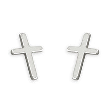 Load image into Gallery viewer, Sterling Silver Christian Cross Stud Unisex Earrings