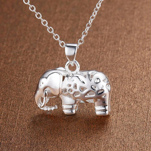 Sterling Silver Elephant Filigree Pendant Necklace