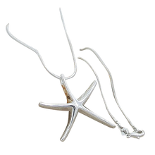 Load image into Gallery viewer, Sterling Silver Starfish Beach Pendant Necklace