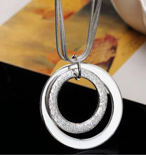 Load image into Gallery viewer, Sterling Silver 925 Double Circle Pendant Necklace Modern Contemporary Hoop Design