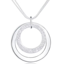 Load image into Gallery viewer, Sterling Silver 925 Double Circle Pendant Necklace Modern Contemporary Hoop Design
