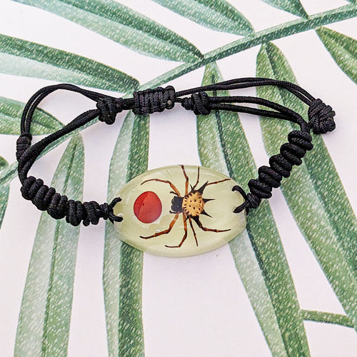 Real Spiny Backed Orb Weaver Glow in the Dark Spider Bracelet