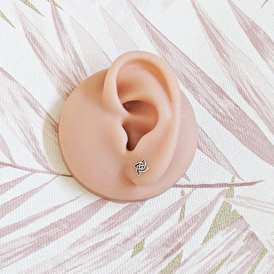 Sterling Silver Celtic Square Knot Stud Earrings