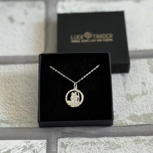 Solid 925 Sterling Silver Saint Christopher Pendant Necklace