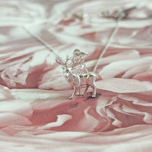 Load image into Gallery viewer, Solid 925 Sterling Silver Reindeer Stag Pendant Necklace