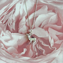 Load image into Gallery viewer, Solid 925 Sterling Silver Reindeer Stag Pendant Necklace