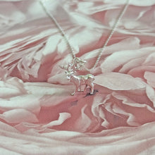 Load image into Gallery viewer, Solid 925 Sterling Silver Reindeer Stag Pendant Necklace