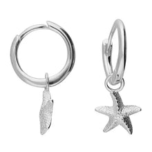 Load image into Gallery viewer, Sterling Silver Huggie Hoop Starfish Charm Earrings