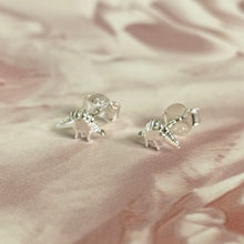 Load image into Gallery viewer, Sterling Silver Stegosaurus Dinosaur Stud Earrings