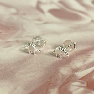 Sterling Silver Stegosaurus Dinosaur Stud Earrings