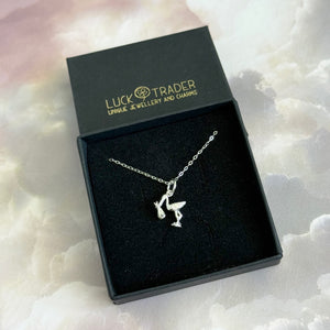 Solid 925 Sterling Silver Stork Pendant Necklace