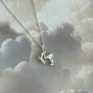 Solid 925 Sterling Silver Stork Pendant Necklace