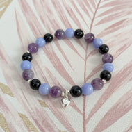 Stress Relief Positive Vibrations Sterling Silver Heart Charm Gemstone Bracelet