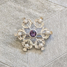 Load image into Gallery viewer, Celtic Scottish Thistle with Amethyst Solid 925 Sterling Silver Brooch