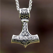 Load image into Gallery viewer, Stainless Steel Thor's Hammer Norse Viking Mythology Heathen Pendant Necklace
