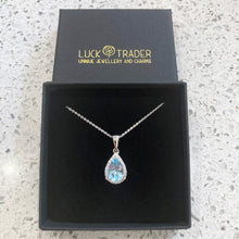 Load image into Gallery viewer, Solid 925 Sterling Silver Genuine High Quality Topaz Crystal Teardrop Pendant Necklace