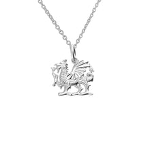 Load image into Gallery viewer, Sterling Silver Welsh Dragon Pendant Necklace