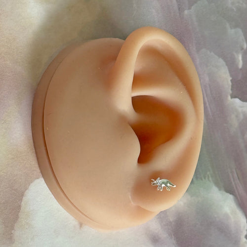 Sterling Silver Triceratops Dinosaur Stud Earrings