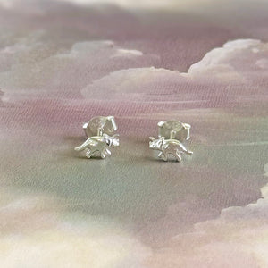 Sterling Silver Triceratops Dinosaur Stud Earrings