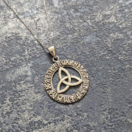 Solid 925 Sterling Silver Viking Rune Celtic Triquetra Pendant Necklace