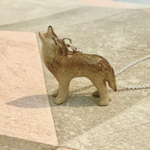 Load image into Gallery viewer, Howling Wolf Porcelain Pendant Necklace
