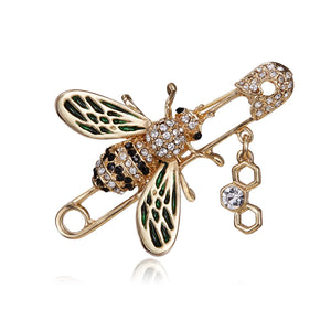 Honey Bee on Paper Clip with Honeycomb Pin Brooch