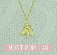 Sterling Silver Gold Plated Lucky Bee Pendant Necklace