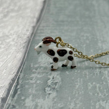 Load image into Gallery viewer, Goat Porcelain Animal Pendant with Gold Plated Necklace