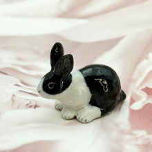 Load image into Gallery viewer, Miniature Black &amp; White Rabbit Figurine