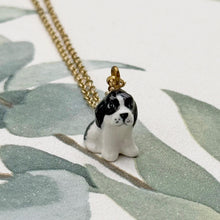 Load image into Gallery viewer, Springer Spaniel Puppy Dog Porcelain Animal Pendant with Gold Plated Necklace