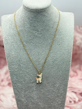Load image into Gallery viewer, Baby Deer Fawn Porcelain Animal Pendant with Gold Plated Necklace