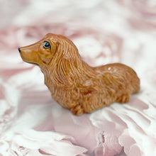 Load image into Gallery viewer, Miniature Long Haired Dachshund Figurine Porcelain Sausage Dog Ornament