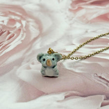 Load image into Gallery viewer, Baby Koala Bear Porcelain Animal Pendant with Gold Plated Necklace