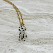 Load image into Gallery viewer, Dalmatian Puppy Dog Porcelain Animal Pendant with Gold Plated Necklace